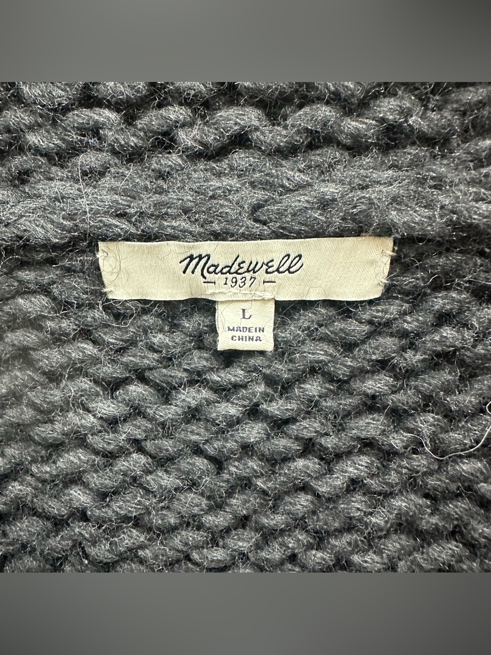 Madewell Open Front Sweater Vest Wool Blend Fair Isle Gray Black Alpaca Size L - Picture 10 of 14